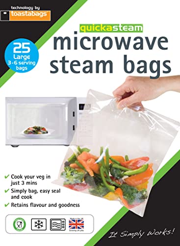 Pack of 25 Toastabags Quickasteam Microwave Large Steam Bags