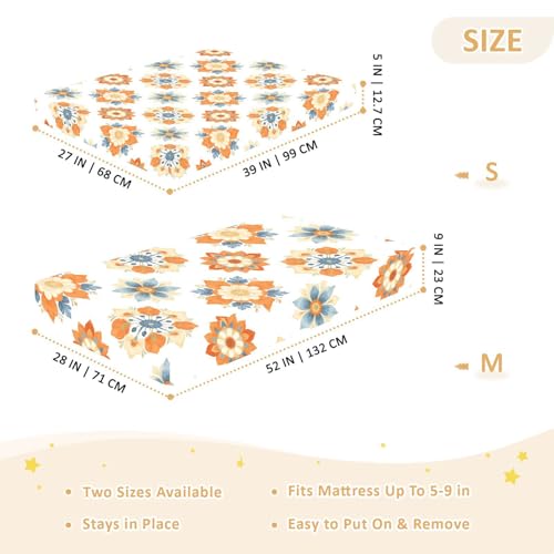 Drap de berceau en coton fleuri terracotta : linge de lit bébé ultra doux