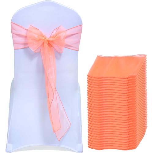 Pack of 100 Organza Chair Sashes for Wedding & Event Décor – Light Orange