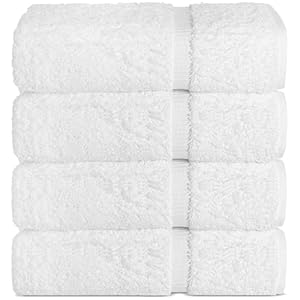Chakir Turkish Linens | Hotel & Spa Quality 100% Cotton Premium Turkish Towels | Soft & Absorbent (4-Piece Bath Towels, White)