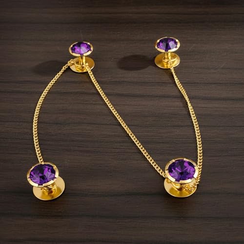 Botones de Kurta con Cadena Dorados y Piedra Morada miniatura 5