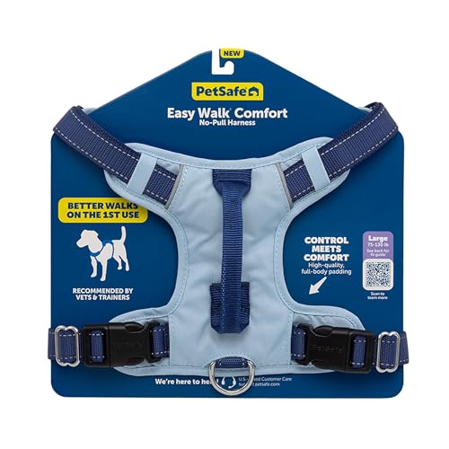 PetSafe Easy Walk Comfort No-Pull Dog Harness - Better Walk Training Harness - Full Body Padded Design - Durable Fabric - 5 Point Adjustable Fit - Everyday Leash Training - Blue - Large