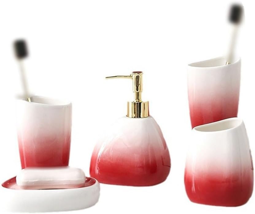 Gradual Red Bathroom Five-Piece Ceramic Toiletry Four-Piece Bathroom Set Wedding Gargle Cup