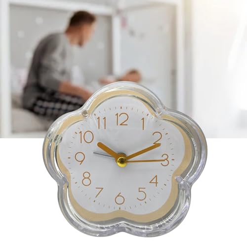 Image of ZJchao Flower Shape Desktop Cute Flower Shape Alarm Clock - Quiet Battery Operated Desktop Alarm Clock for Kids & Bedroom - Simple and Fashionable Design for Living Room (Yellow)