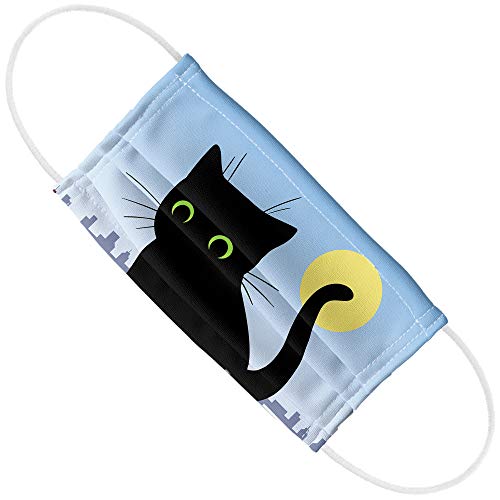 Popfunk Giant Black Cat Playing with Cars 1-Ply Reusable Face Mask Covering, Unisex