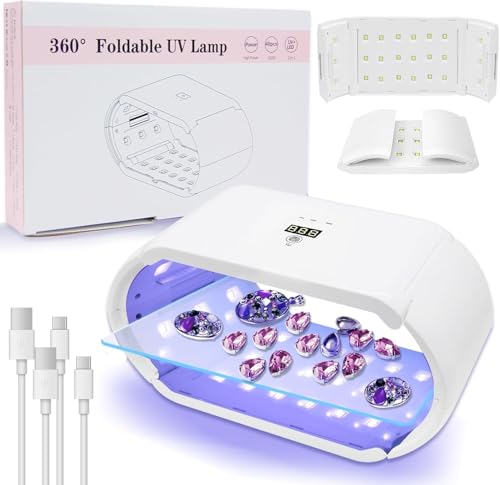 Amlope Lámpara de Resina UV de Doble Cara Lámparas de Curado de Resina Lámparas UV de 48W para Curado Rápido con Pantalla LED Lámpara para Bricolaje, Moldes