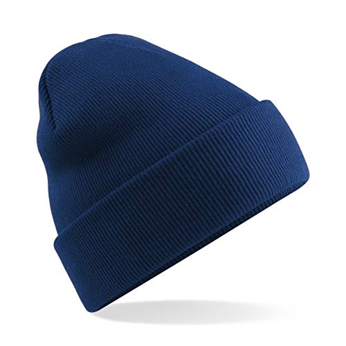 MKR Beanie Hat Men’s Women’s Unisex Warm Soft Knit Cuffed Winter Hat - Navy Blue