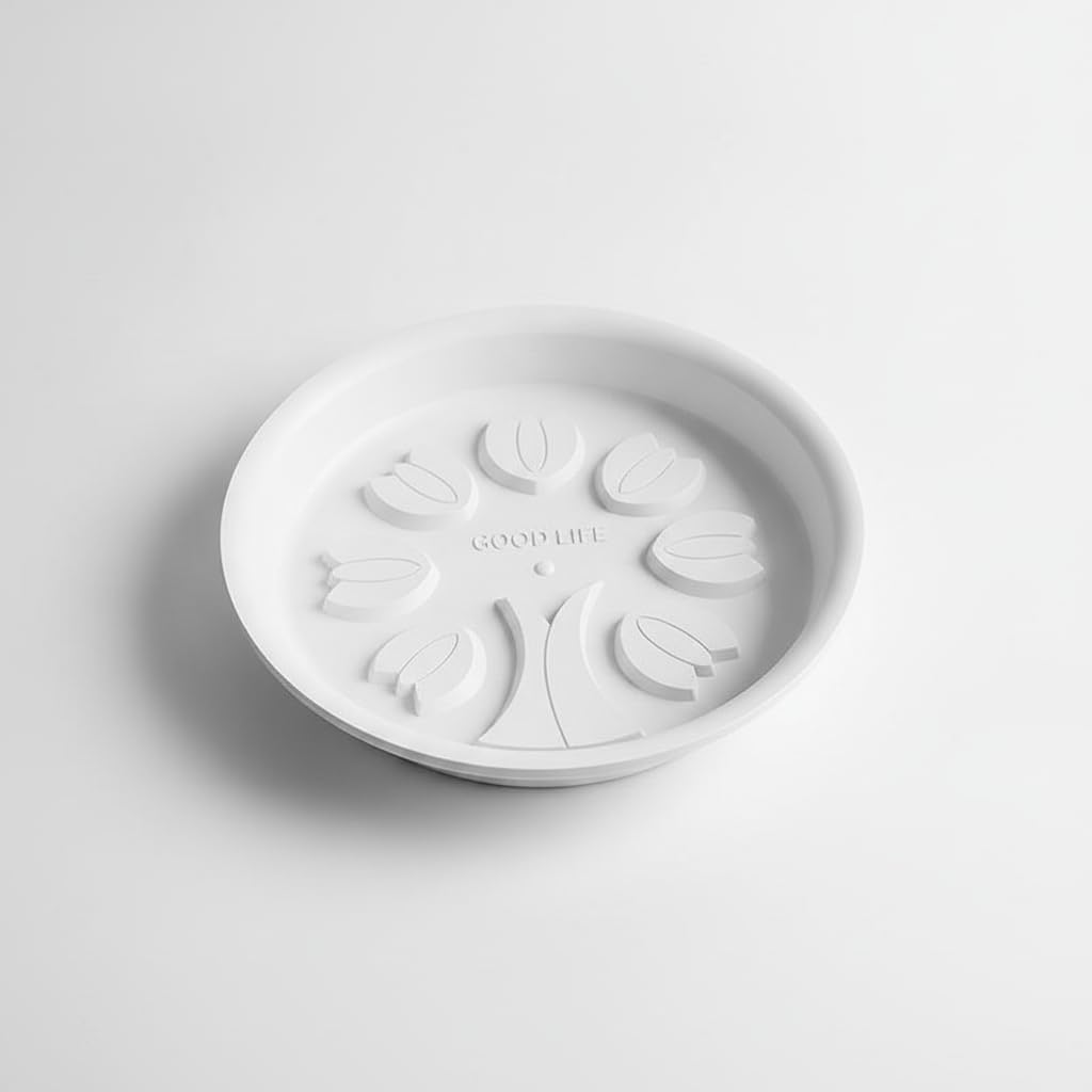 Thickened Plastic Flower Pot Saucer with Elevated Base for Drainage 21cm Outer Diameter White-image-13