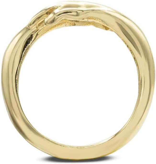 Women's Hug Ring 14K Yellow, White or Rose Gold Hand Style Hug Embrace Statement Promise Ring, Your Choice of Metal