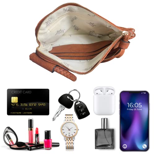 Ngil Women Mini Wristlet Purse, Fashion Faux Leather Mini Purse With Fringe Tassel, Wristlet Wallet Women's Mini Handbag (Brown) #TOP5