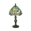 Tokira Tiffany lamp, blauwe libelle Tiffany tafellamp E14, glasschilderwerk ouderwetse kleine tafellamp, 8 inch Europese klassieke nachtlampje, wordt geleverd met LED-lamp