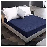 MISSMAO_FASHION2019 Elastischer Matratzenbezug Wasserdichter und Atmungsaktiv Matratzenschoner Weich Geruchlos Geräuschlos Mottensicher und Staubdicht Marine2 105x190x30cm