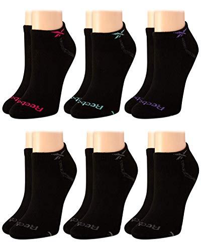 Reebok Women's Athletic Socks - Performance Cushioned Low Cut Socks (6 Pack), Size 4-10, Pure Black