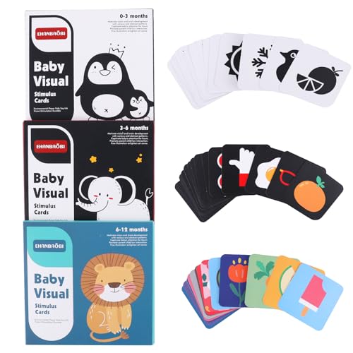 High Contrast Baby Flashcards, 96 Pcs 192 Pages Black White Color...