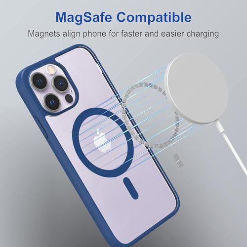 Image of AIBEX Clear Mag-Saf Case for iPhone 13 Pro Max | Strong Magnetic Lock, Anti-Yellowing Transparent Back, Military-Grade Drop Protection, Slim Lightweight Cover with Camera Guard - Blue