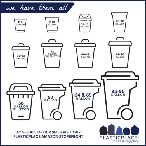 Plasticplace 64-65 Gallon Trash Can Liners for Toter │ 1.5 Mil │ Black Heavy Duty Garbage Bags │ 50” x 60” (25 Count) by Plasticplace - Image 7