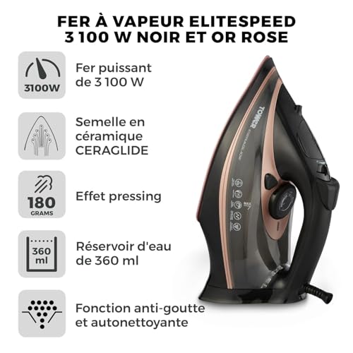 Fer à repasser vapeur céramique 3100W performant contre les plis difficiles