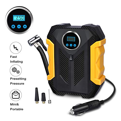 Digital Air Compressor for Car Auto Pump Portable Tire Inflator with LED Light