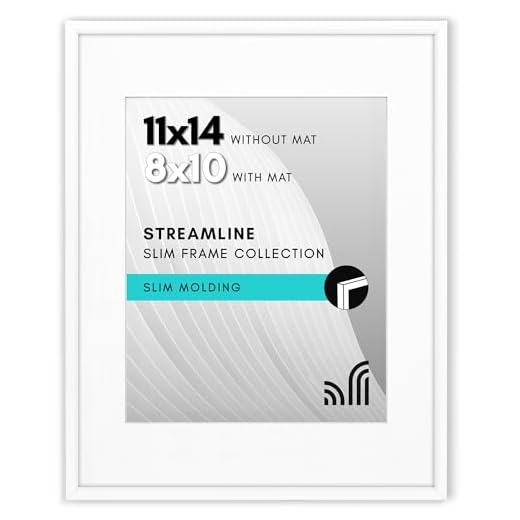 Americanflat 11x14 Picture Frame in White - Thin Border Frame Displays 8x10 With Mat and 11x14 Without Mat - Horizontal and Vertical Formats for Wall