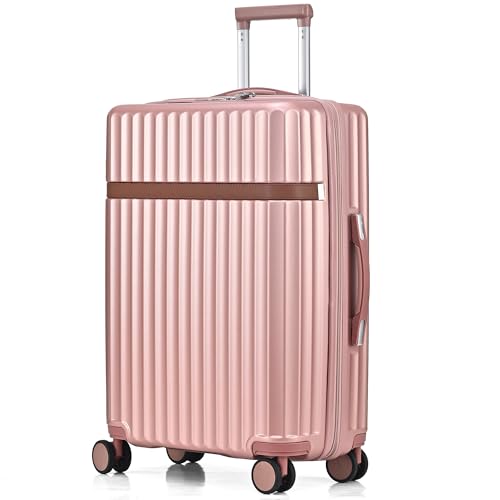 CMY Large Suitcase Hard Shell | Aluminum Telescopic Handle | 3 Digit Combination Lock | 4 Dual Spinner Wheels | Lightweight Luggage Suitcases| Hold Check in (Rose Gold, Large 28)
