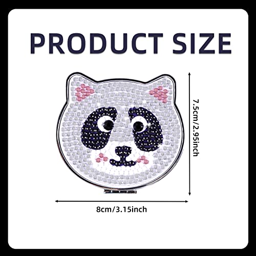 Zxvskr Diamond Painting Pocket Mirror, Portable Travel Cute Cosmetic Mirror Folding Handheld Double-Sided 1X/2X Magnifying Purse Mirror (Little Raccoon) #TOP1