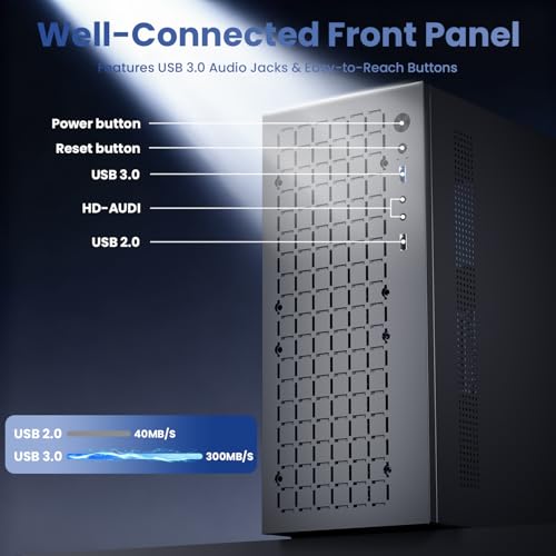 Gabinete Mini-ITX con 2 ventiladores ARGB de 120 mm, gabinete ITX de alta ventilación, soporte para fuente ATX, puerto USB 3.0, gabinete para computadora ITX de factor de forma pequeño (negro con ventiladores) miniatura 6