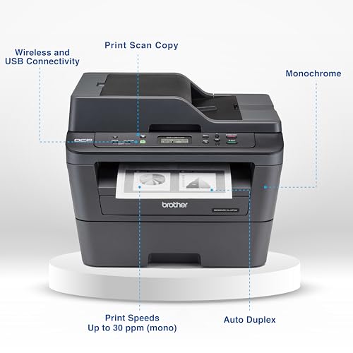 Brother DCP-L2541DW Auto Duplex Laser Printer With 30 PPM Print Speed, Multifunction Print Scan Copy, Automatic Document Feeder, 2 in 1 ID Copy Button, (WIFI, WIFI Direct, LAN, USB), Free Installation view 2