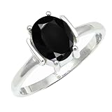 SILVERTROVE Onice nero pietra preziosa per Anello placcato argento Uomo e donna in gioiello fatto a mano CRG1255AE_63 (20.1)