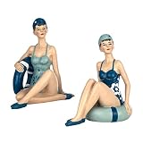 BY SIGRIS Figura Bañista 2 Uni. Multicolor de Resina 14 * 13 * 9cm Figura de Persona