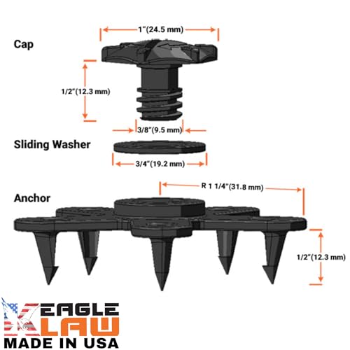 Eagle Klaw 2.0 Floor Mat Clips (8 Sets) for Car Mats and Floor Liners - Made in USA Car Accessories - Black - 4 Car Floor Mats kit + 3/8" Cutter - Image 5