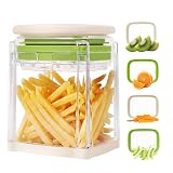 French Fry Cutter with 4 Blades Stainless Steel Manual Potato Chopper Green