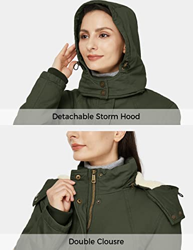 Wenven Women's Warm Fleece Lined Jacket Cotton Hooded Coat (Army Green, L) #TOP4