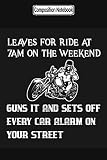  Composition Notebook: Funny Biker T Featuring Car Alarm Biker Notebook Journal Notebook Blank Lined Ruled 6x9 100 Pages