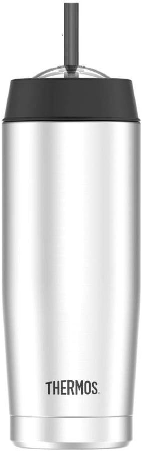 Thermos 18 Ounce Vacuum Insulated Cold Cup with Straw, Black