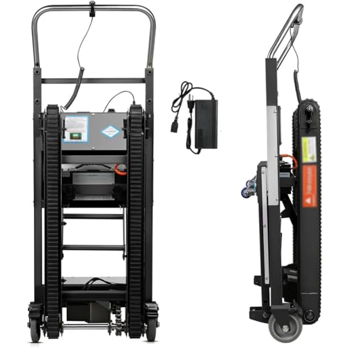Genérico Subida De Escaleras EléCtrica Carretilla De Mano De Carga De 400kg Carretilla MóVil para Subir Escaleras De Servicio Pesado con Li-BateríA para Distribución LogíStica Almacén,E