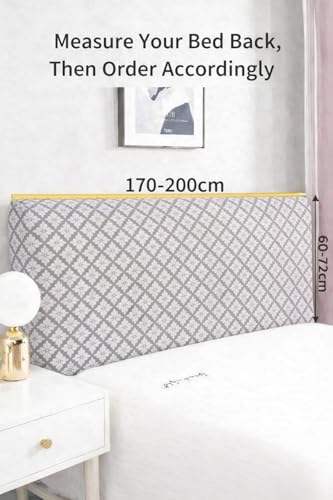 Image of HOMETHREADS 200 GSM Stretchable Jacquard Headboard Cover | Soft, Dust-Proof & Wrinkle-Resistant Bed Back Protector | Fits Leather, Wooden & Fabric Bedsides | for 6ft to 6.5ft Beds (Grey, 178x65Cm)