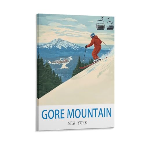 Gore Mountain New York affiche de voyage impression haute définition 60 x 90 cm style rétro chic