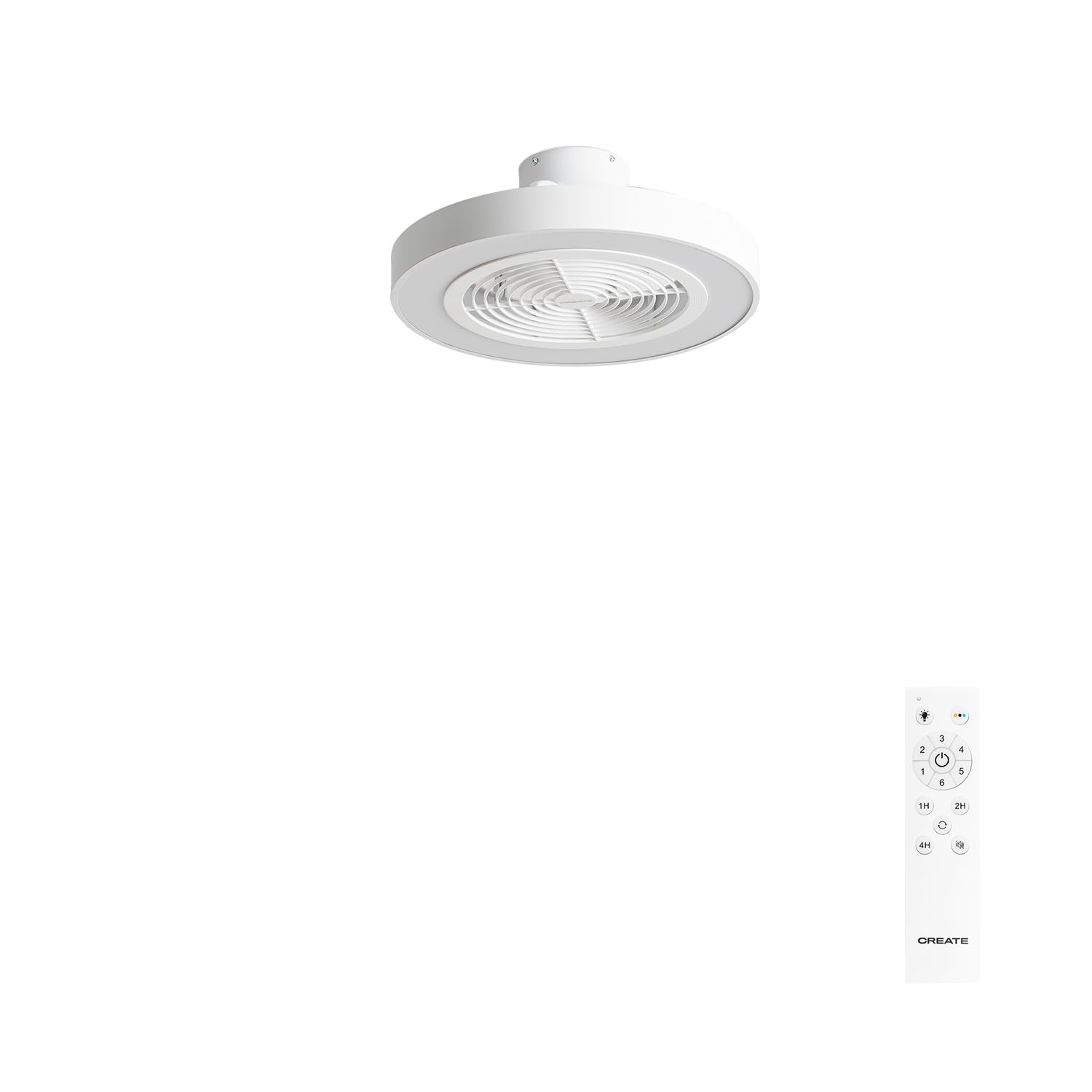 CREATE / WIND CLEAR EASY S/Ceiling fan with concealed blades white with remote control/40W, silent, Ø50 cm, LED light 3 temperatures, timer, summer-winter function