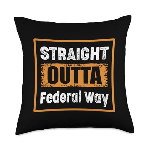 Straight Outta Federal Way Washington USA Retro Vintage Throw Pillow