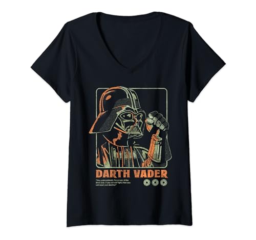 T-shirt Star Wars Dark Vador col V pour femme coupe ajustée geek noir