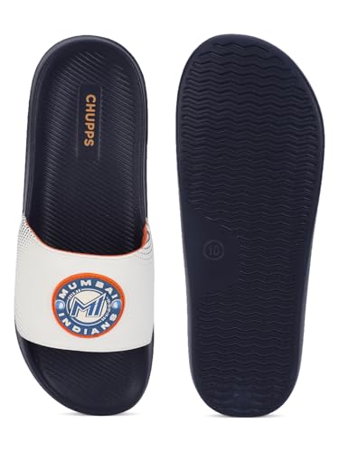 Image of CHUPPS Mi Ace Orange Navy Drift Orthopedic Slippers | Soft Footpharma Footbed | Breathable Ventilation Holes | Lightweight Flip Flops | Anti-Skid Chappals for Everyday For Mens