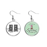 Material: Metal Cancion patron de caja de música altavoz Colgante decorativo temporada pendientes de primavera joyas