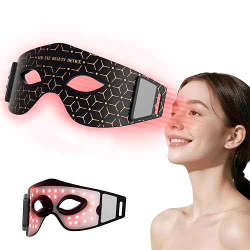 JVV Red and Infrared Light Therapy Device for Eyes, 5 Modes Under-Eye Red Light Eye Mask, Eye Massager for Fine Lines Eye Bags and Dark Circles for Men and Women