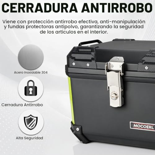 Maleta para moto MOCOERL negra de plastico ABS con gran capacidad y fijacion universal 5