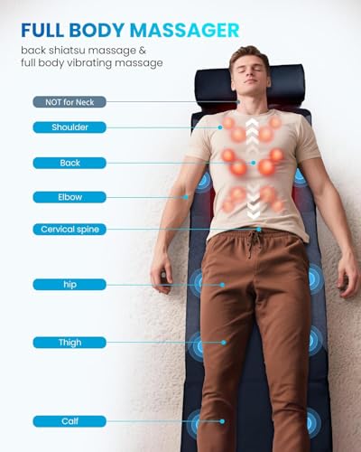 COMFIER Massagematte für den ganzen Körper, Wärmefunktion, Shiatsu-Rückenmassage, tiefenwirksame Knetmassage und Vibration, geeignet für Stuhl, Sofa und Bett, Geschenk für Mama und Papa