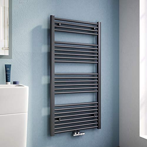 Preisvergleich Produktbild Hausbath Badheizkörper 1200x600mm Mittelanschluss Anthrazit 624 Watt, Handtuchtrockner Handtuchwärmer Design Heizkörper für Bad Heizung Radiator