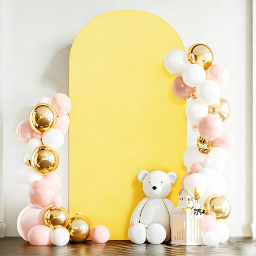 7.2ft Yellow Arch Covers Wrinkle-Free Spandex Arch Backdrop Stand Cover