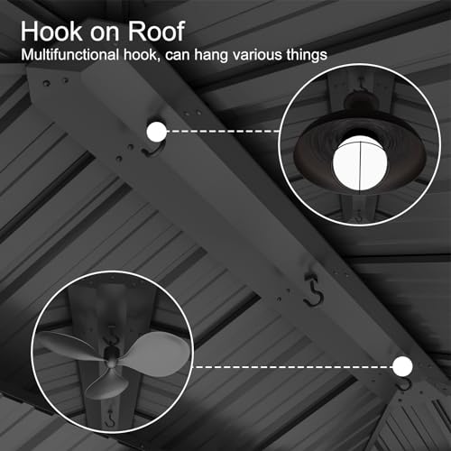 12x12FT Gazebo Hardtop Double Roof Canopy with Netting and Curtains,Outdoor Gazebo 2-Tier Hardtop Galvanized Iron Aluminum Frame for Patio, Backyard, Deck, and Lawns - Image 4