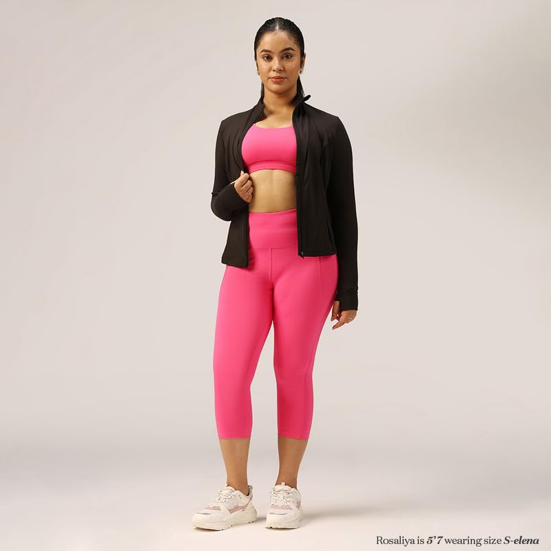 Image of BlissClub Womens The Ultimate Capris, 3 /4th Length Pants, Super- High Waist, 2 Pockets, Wide Waistband, Activewear for Women