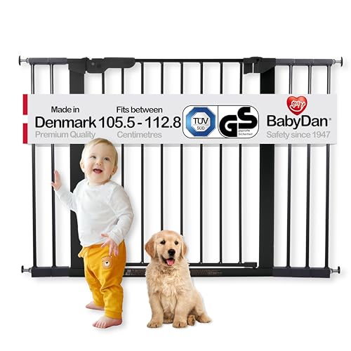 BabyDan Premier Drucksperre für Tür / Treppe Schwarz 73,5-112,8 cm